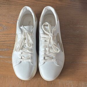 Skechers Women's Cream and Gold Sneakers